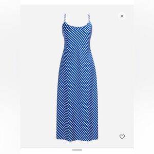 NWT J Crew Gwyneth Slip Dress in Blue & White Stripe Luster Charmeuse, 12